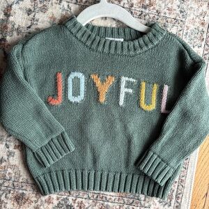 6M Infant Green 'JOYFUL' Knit Sweater Baby Boys